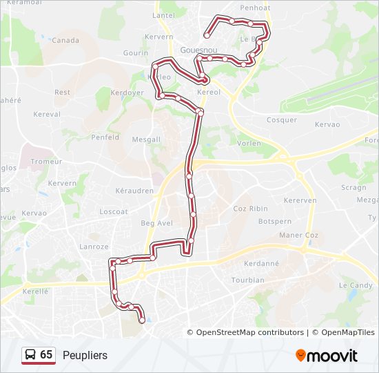 65 bus Line Map