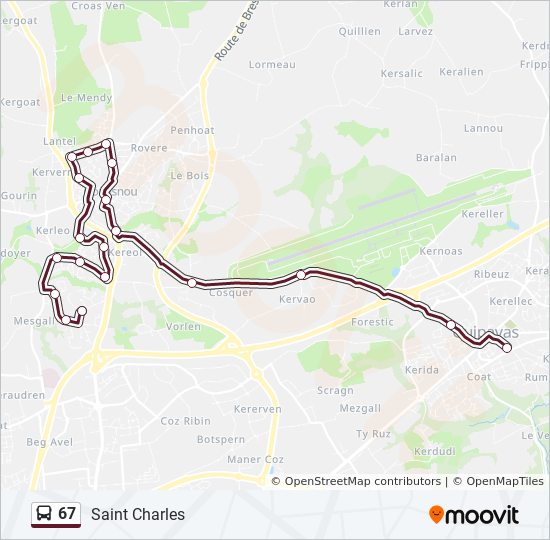 Plan de la ligne 67 de bus