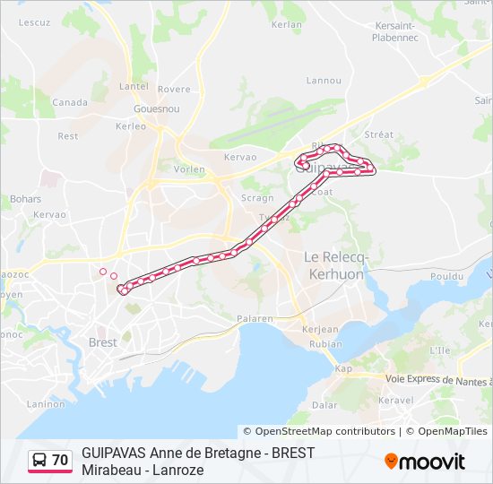 Mapa de 70 de autobús