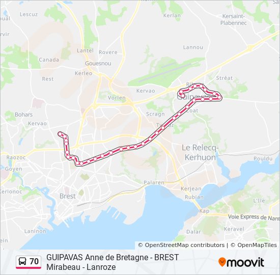 Mapa de 70 de autobús