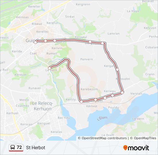 Plan de la ligne 72 de bus