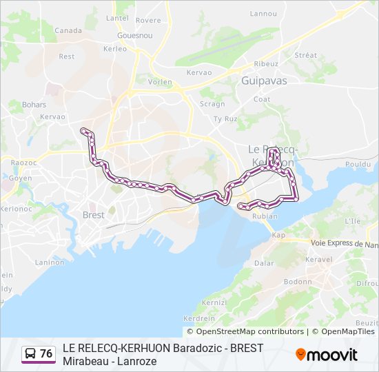 Plan de la ligne 76 de bus