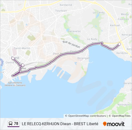 Plan de la ligne 78 de bus