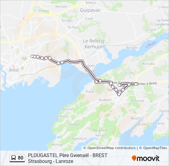 Plan de la ligne 80 de bus