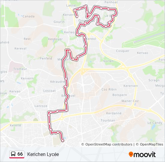 66 bus Line Map