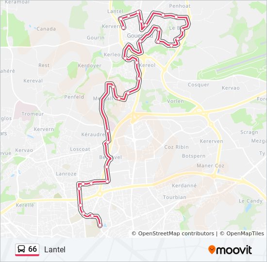 66 bus Line Map