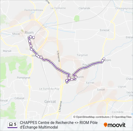 5 Bus Line Map