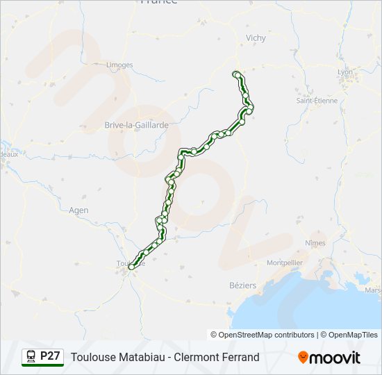 Plan de la ligne P27 de train