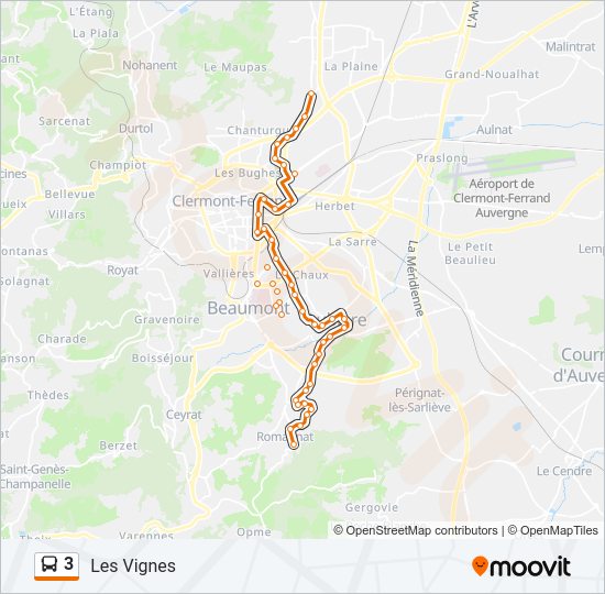Plan de la ligne 3 de bus