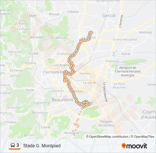 Plan de la ligne 3 de bus