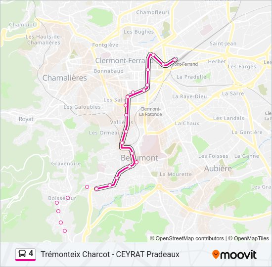 Plan de la ligne 4 de bus