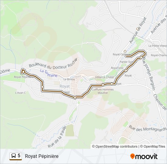 Plan de la ligne 5 de bus