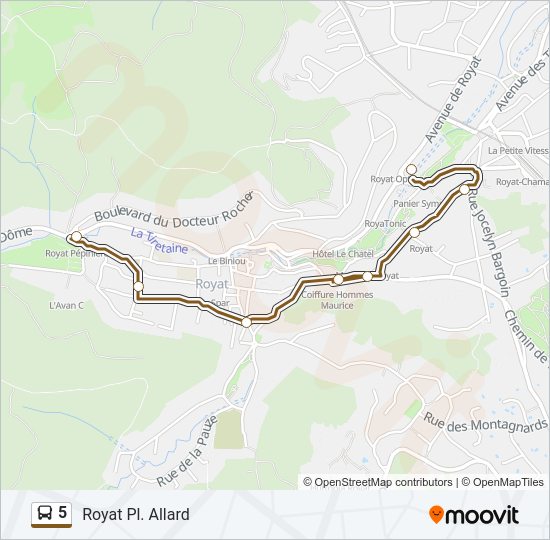Plan de la ligne 5 de bus