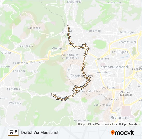 Plan de la ligne 5 de bus
