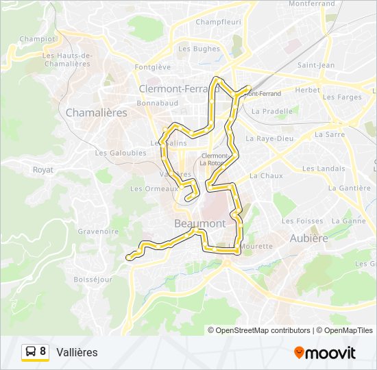 Plan de la ligne 8 de bus