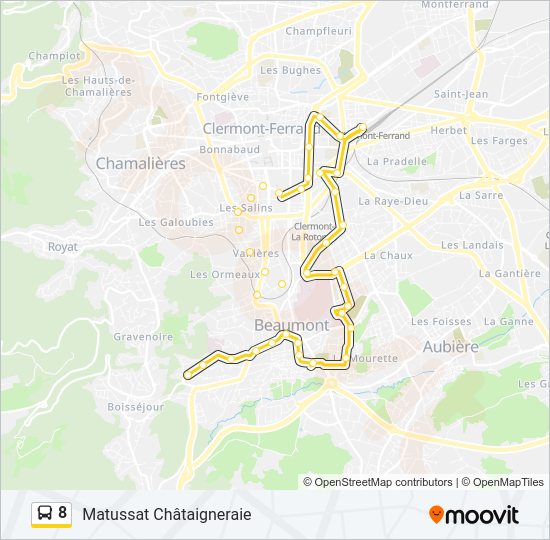 Plan de la ligne 8 de bus