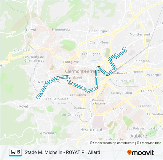 B Bus Line Map
