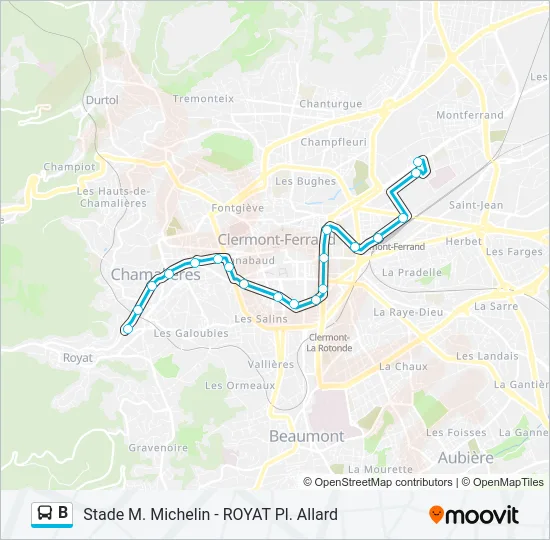 B Bus Line Map