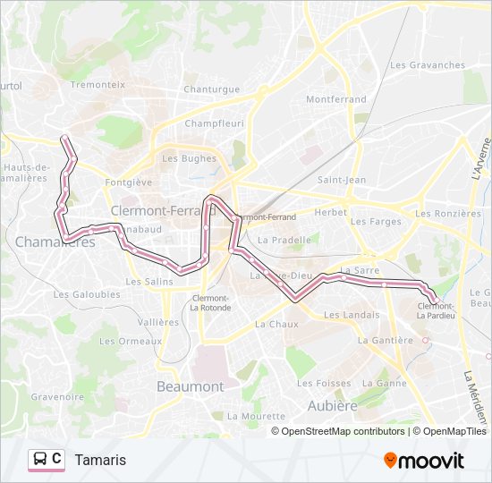 Plan de la ligne C de bus