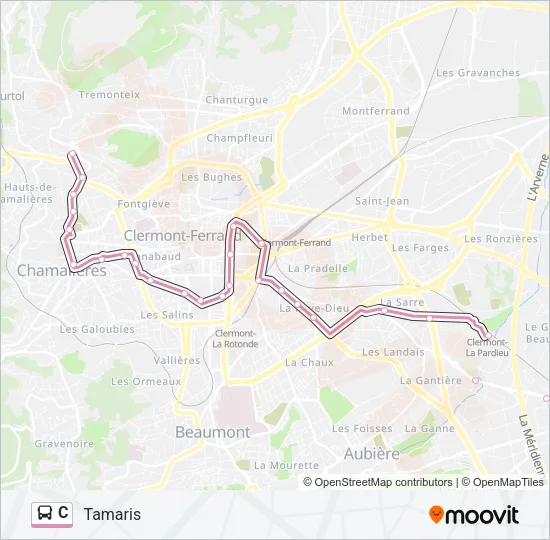 Plan de la ligne C de bus