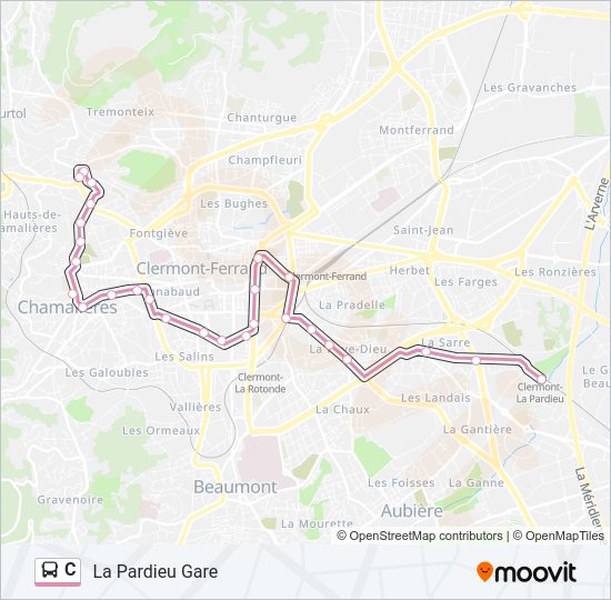 Plan de la ligne C de bus