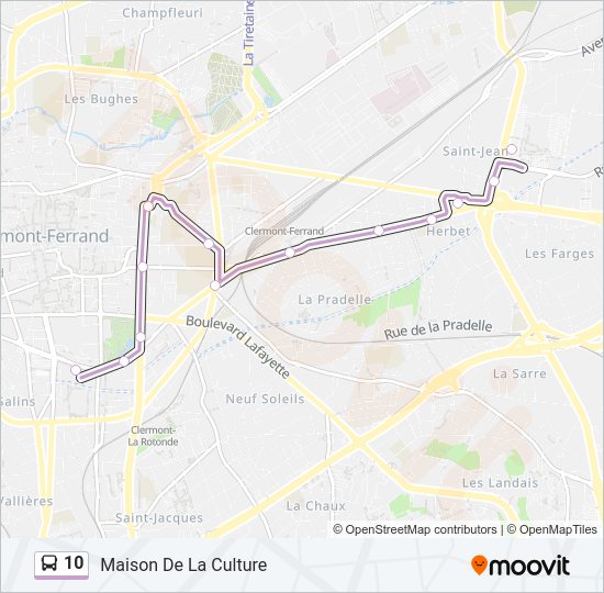 Plan de la ligne 10 de bus
