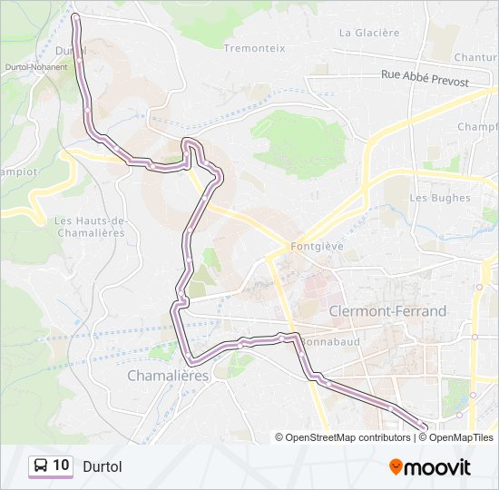 Plan de la ligne 10 de bus