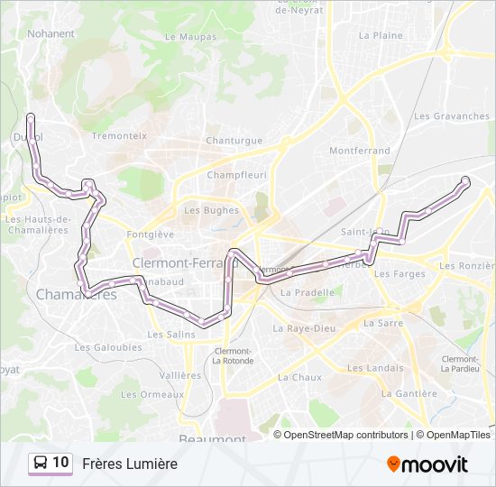 Plan de la ligne 10 de bus