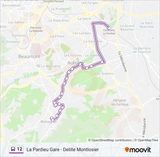Plan de la ligne 12 de bus