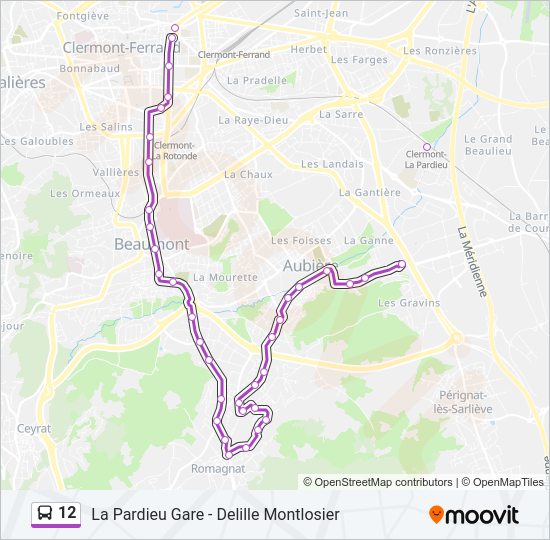 Plan de la ligne 12 de bus