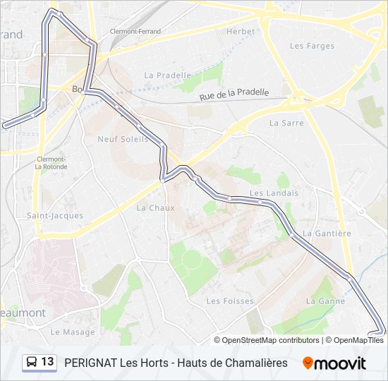 Plan de la ligne 13 de bus