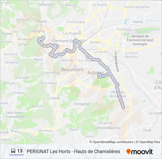 Plan de la ligne 13 de bus