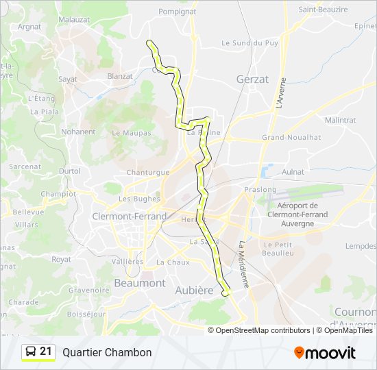 Plan de la ligne 21 de bus