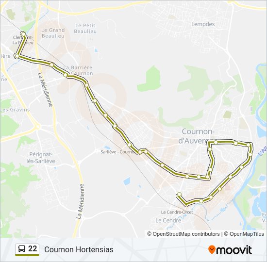 Plan de la ligne 22 de bus