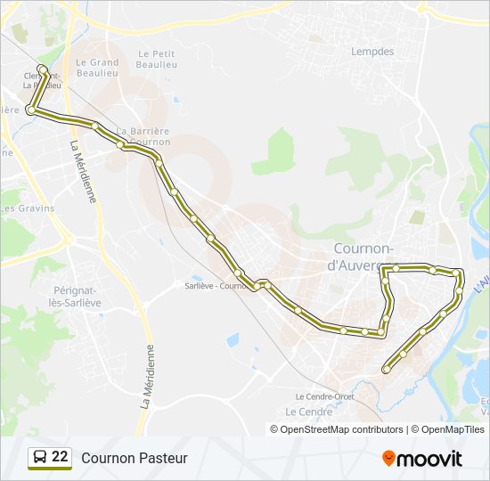 Plan de la ligne 22 de bus