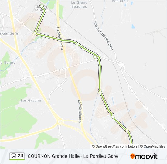 Plan de la ligne 23 de bus