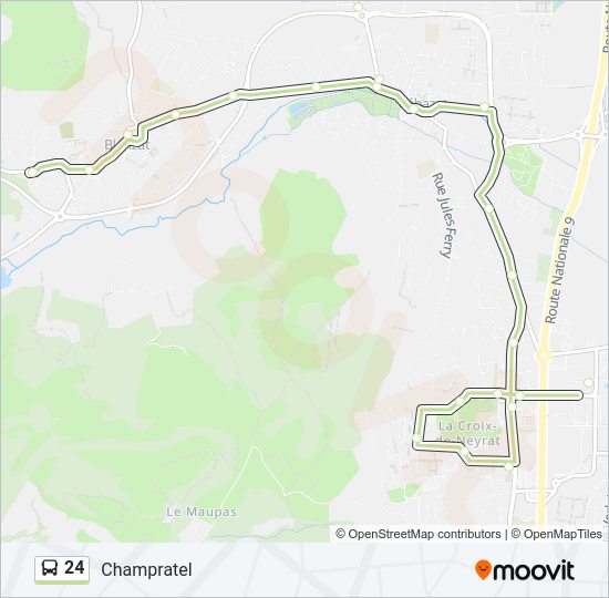 Plan de la ligne 24 de bus