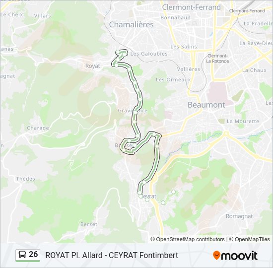 Plan de la ligne 26 de bus