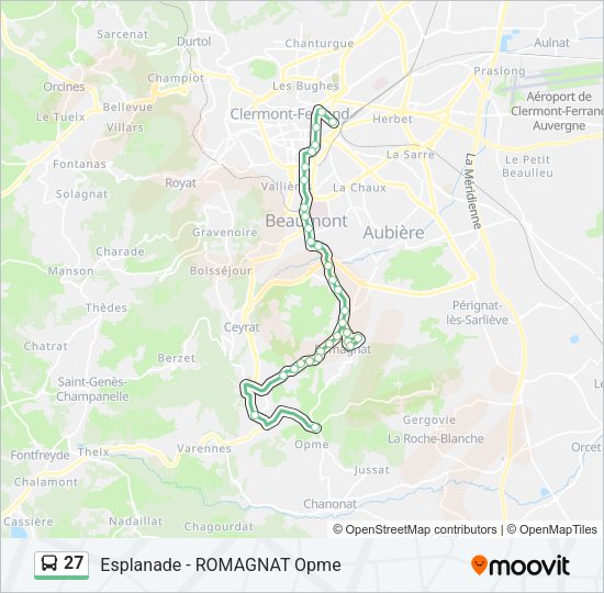 Plan de la ligne 27 de bus