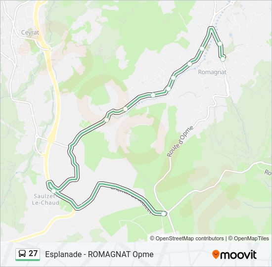 Plan de la ligne 27 de bus