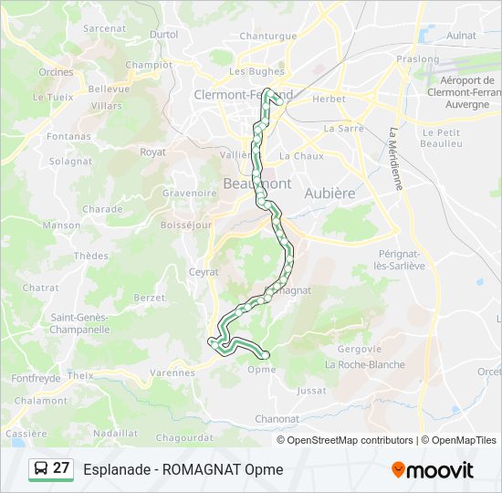 Plan de la ligne 27 de bus