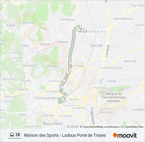 Plan de la ligne 28 de bus