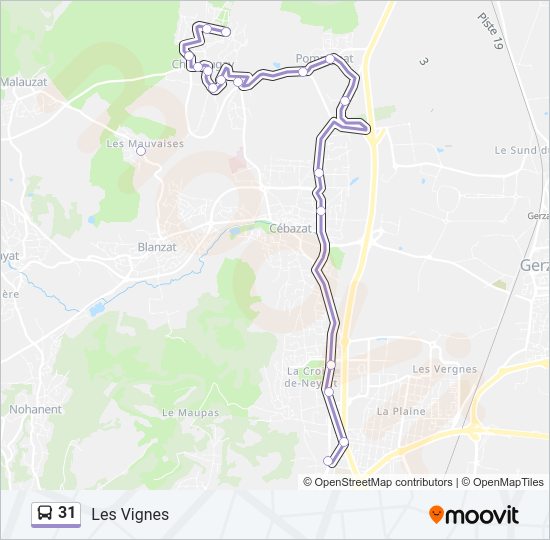 Plan de la ligne 31 de bus