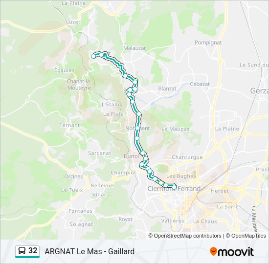 Plan de la ligne 32 de bus