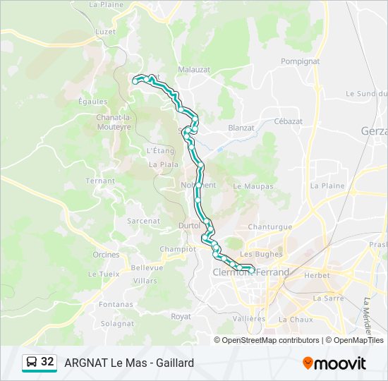 Plan de la ligne 32 de bus