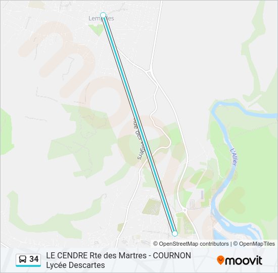 Plan de la ligne 34 de bus