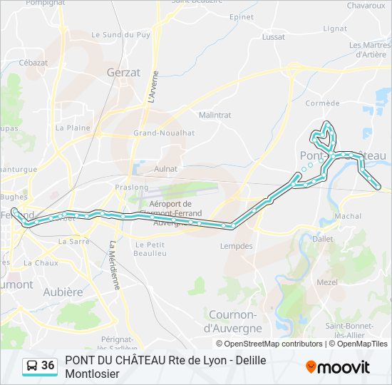 Plan de la ligne 36 de bus