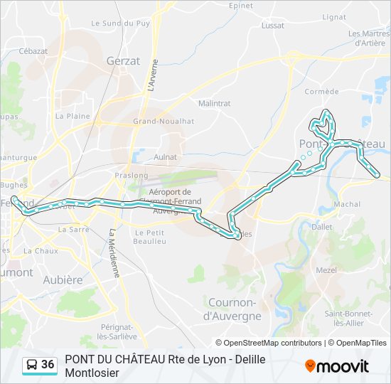 Plan de la ligne 36 de bus