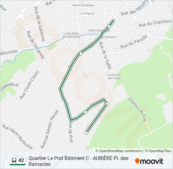 Plan de la ligne 42 de bus
