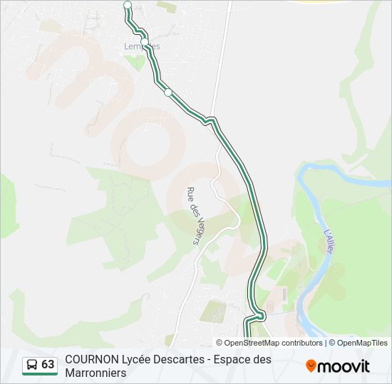 Plan de la ligne 63 de bus